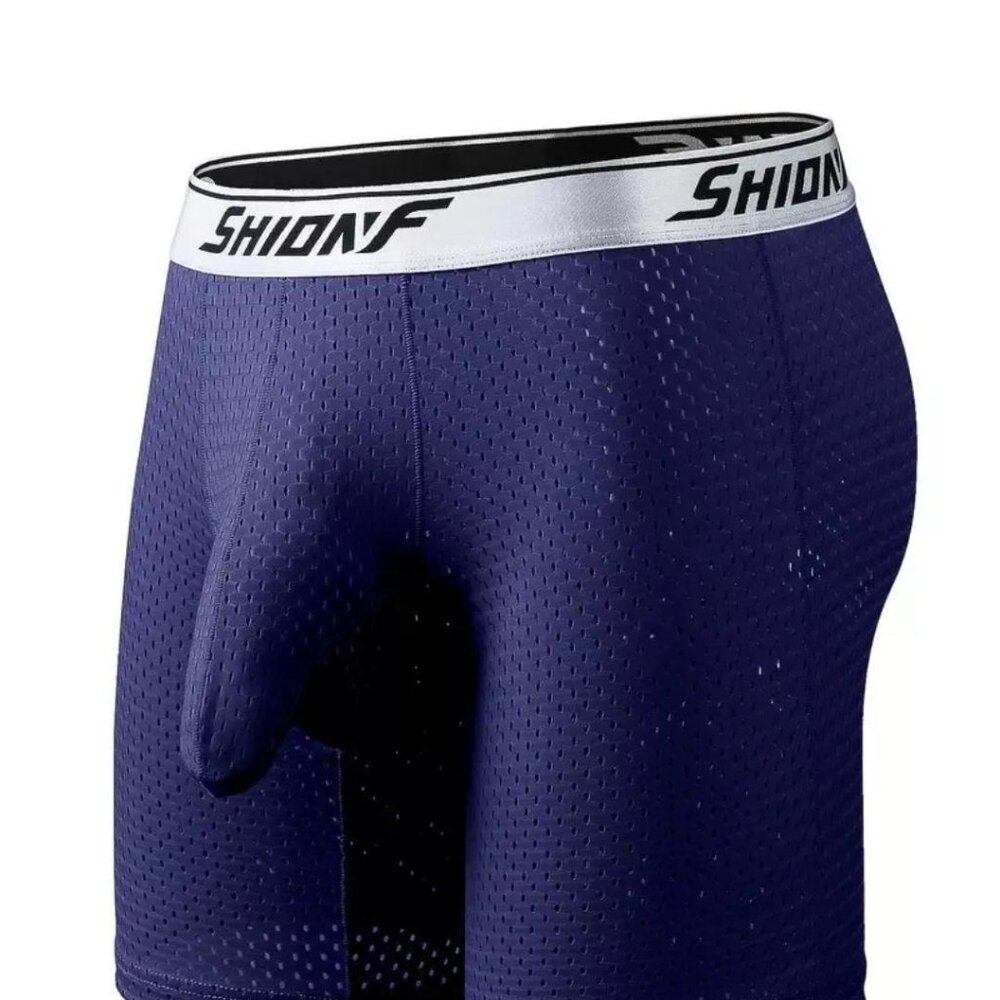 Men's Mesh Boxer Briefs, High Stretch Solid Boxer Briefs Underwear Medium